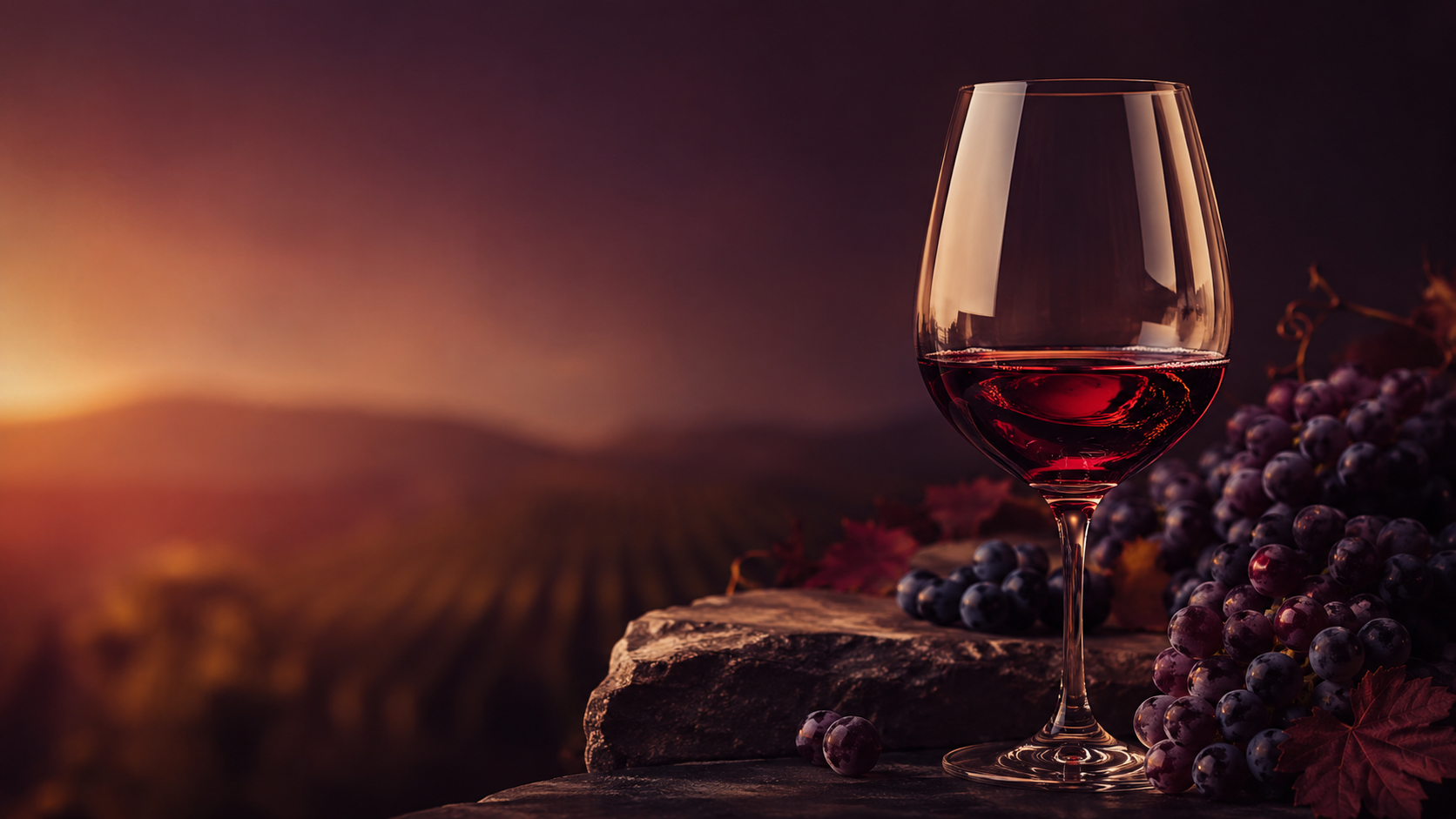 Copa de vino tinto con uvas